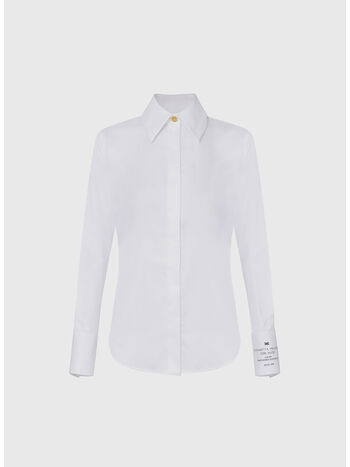 CAMICIA IN POPELINE DI COTONE CON LOGO, 100 BIANCO, small