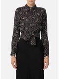 CAMICIA CROP IN VISCOSA CON STAMPA LOGO, 685 NERO BURRO, thumb