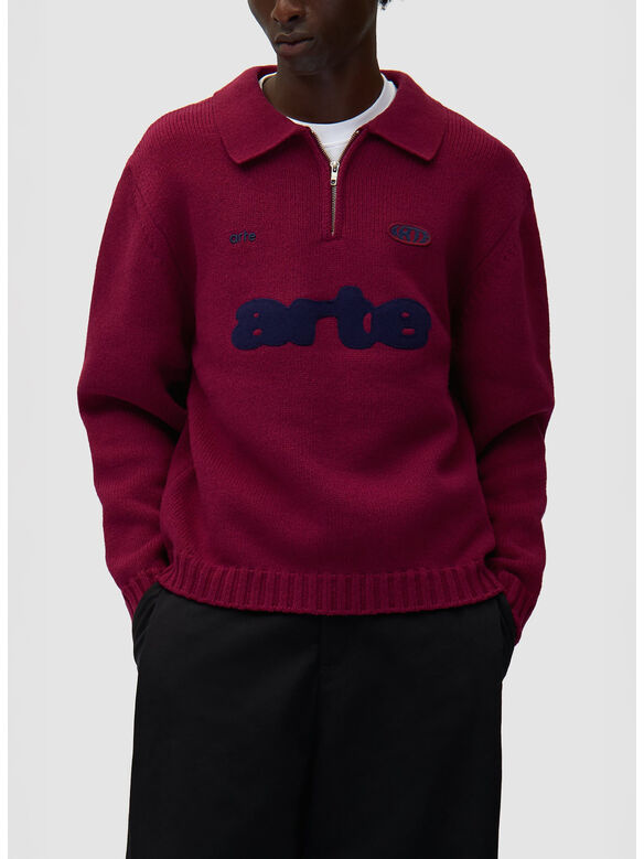 MAGLIONE MEZZA ZIP, 602 BORDEAUX, medium