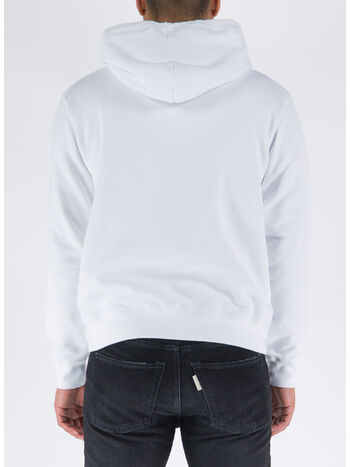 FELPA ICON CON CAPPUCCIO, 966 WHITE/BLACK, small