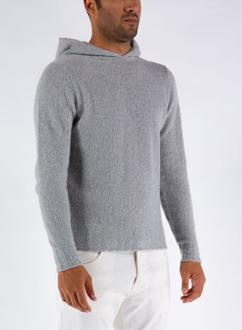 MAGLIONE CON CAPPUCCIO, 900GRIGIO, small
