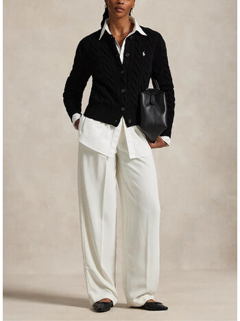 CARDIGAN A TRECCE IN LANA E CASHMERE, POLO BLACK, small