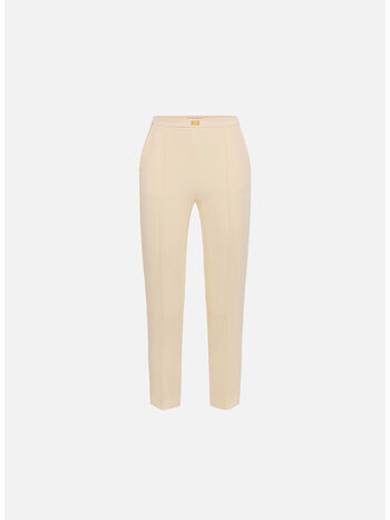 PANTALONE IN CRÊPE CON TASCHE E PLACCA LOGO, DC7 LEMONADE, small