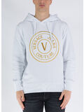 FELPA CON LOGO RICAMATO, G03 WHITE/GOLD, thumb