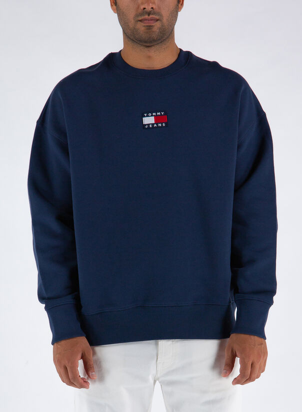 TOMMY HILFIGER FELPA TOMMY BADGE CREW Bianco, Blu, Rosso Uomo | Selecteur