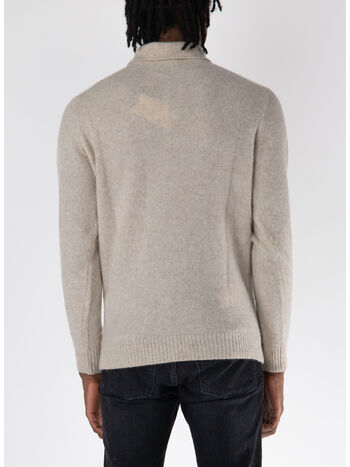 MAGLIONE CON COLLO A POLO, 031 AVORIO, small