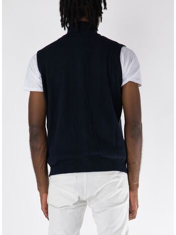 GILET CON COLLO A V, 891 BLU NOTTE, small