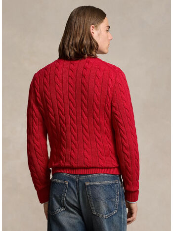 MAGLIONE TRECCIATO CON LOGO, PARK AVENUE RED, small