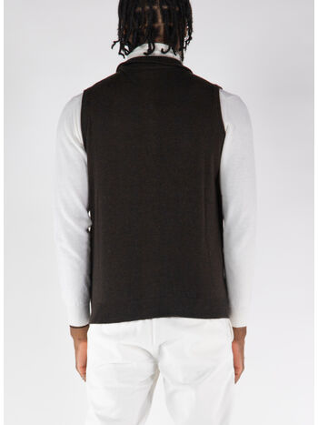 GILET CON COLLO A V, 190 MARRONE, small
