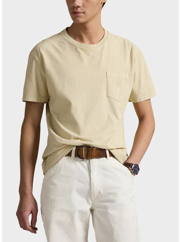 T-SHIRT CON TASCA A TINTURA MINERALE, NATURAL, medium