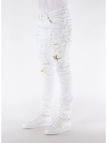 JEANS P001 HEAVY REPAIR WITH PLAID PATCH, WHITE HEAVY WHITE HEAVY, small
