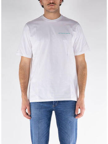 T-SHIRT GIROCOLLO, WHITE/PEACOCK GREEN, small