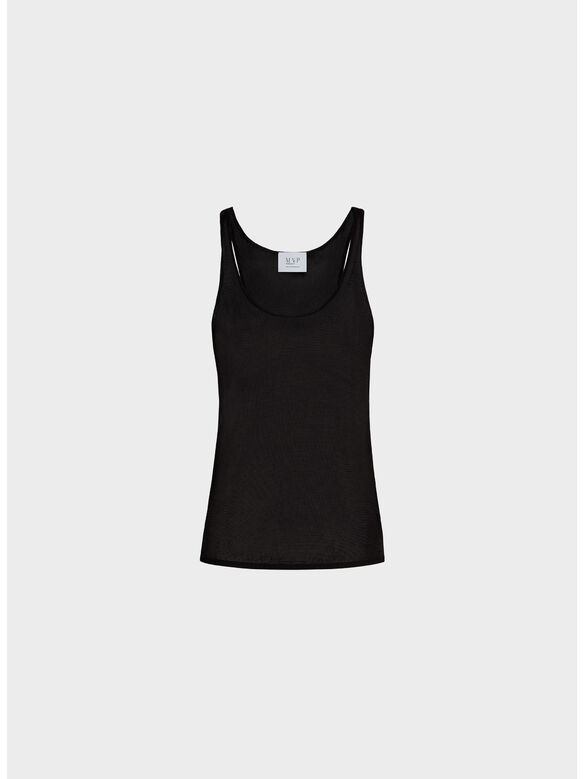 CANOTTA IN MAGLIA CON SCOLLO U, 9000 NERO, medium