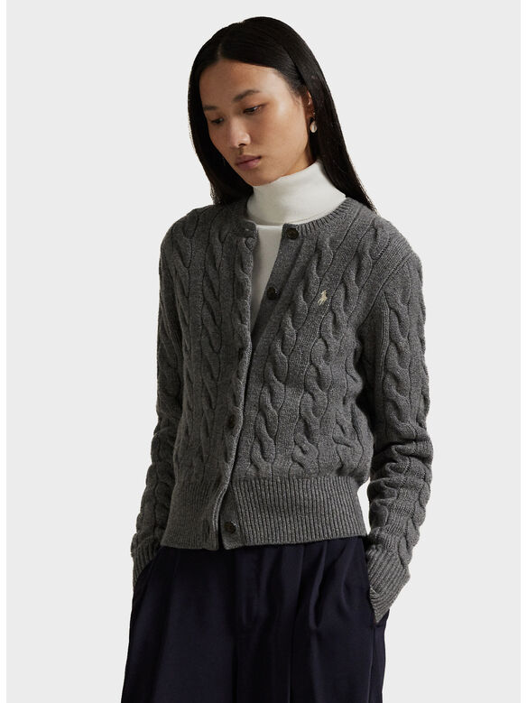 CARDIGAN INTRECCIATO, FLANNEL GREY HEATHER, medium
