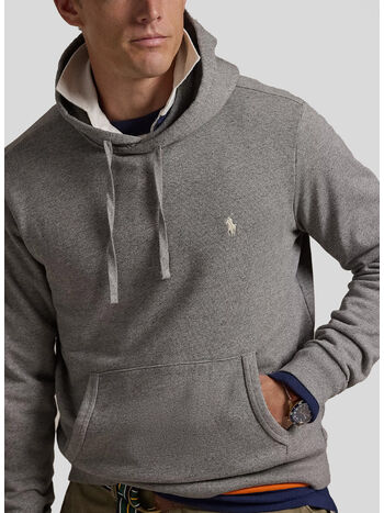 FELPA HOODIE CON LOGO RICAMATO, DARK VINTAGE HEATHER, small