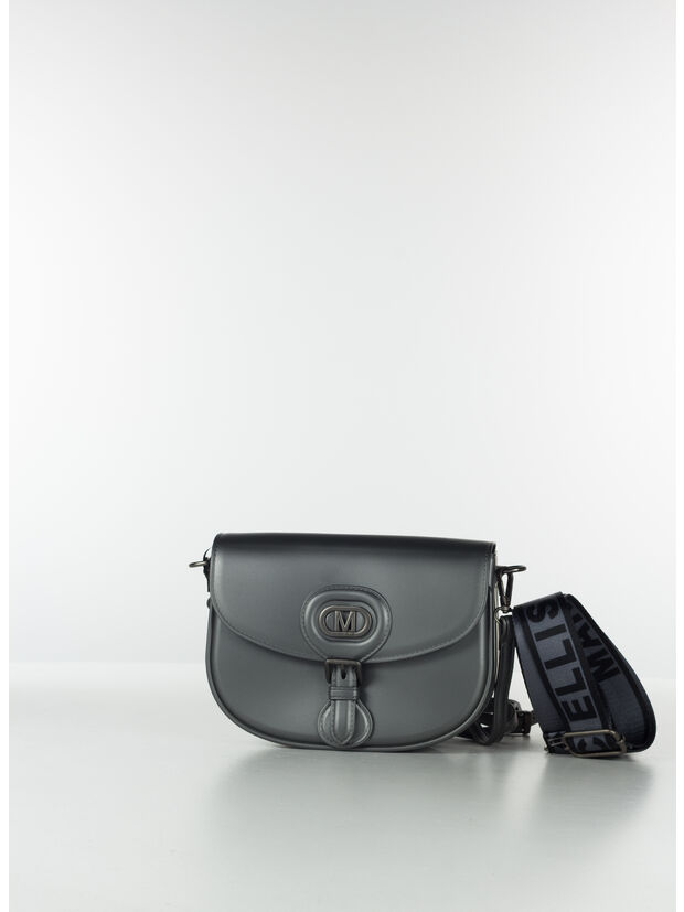 BORSA FLAT KISHA MEDIUM, GUN METAL/SATIN CDF, large