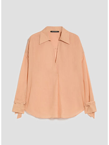 BLUSA IN VOILE DI COTONE, 001 SALMONE, small