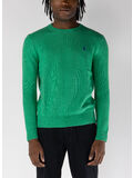 MAGLIONE GIROCOLLO  CON LOGO RICAMATO, PALM GREEN HEATHER, thumb