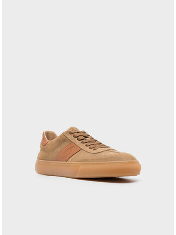 SNEAKERS IN PELLE SCAMOSCIATA, 7P61 BISCOTTO, small