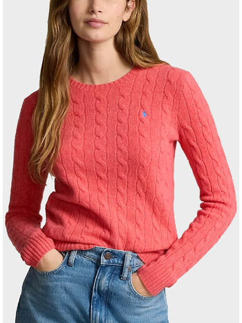 MAGLIONE GIROCOLLO TRECCIATO, 024 ROSETTE HEATHER, small