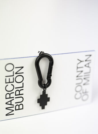 ORECCHINO SINGLE CROSS SNAP-HOOK EARRINGS, BLACK, small