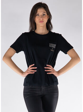 T-SHIRT IN JERSEY CON TASCHINO, 019 BLACK, small