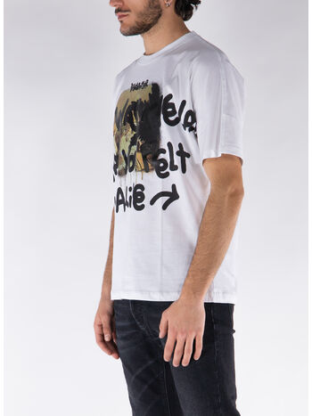 T-SHIRT A MANICHE CORTE CON STAMPA, BIANCO, small