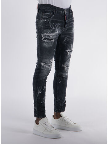 JEANS SUPER SLIM PATCH BLACK DENIM, , small