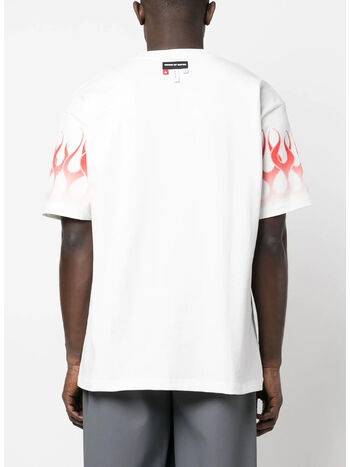 T-SHIRT WITH RED FLAMES, WHITE, small