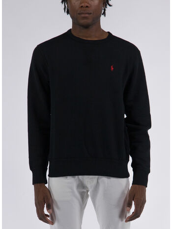 FELPA GIROCOLLO CON LOGO RICAMATO, POLO BLACK, small