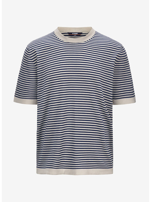 T-SHIRT COMBE STRIPES, B0A BEIGE LT - BLUE DEPTHS, medium