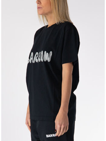 T-SHIRT OVERSIVE CON STAMPA UNISEX, 110 NERO/BLACK, small
