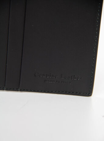 PORTAFOGLI CALF SKIN QUOTE BIFOLD WALLET, 1001BLACKWHITE, small