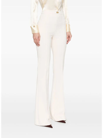 PANTALONE A ZAMPA IN CRÊPE CON PLACCA LOGO, , small