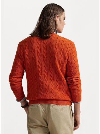 MAGLIONE GIROCOLLO IN MAGLIA TRECCIATO, DARK JAFFA ORANGE HTR, small