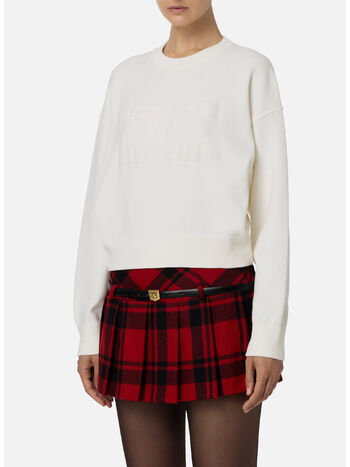 FELPA CROPPED LOGO RICAMATO, 360 AVORIO, small