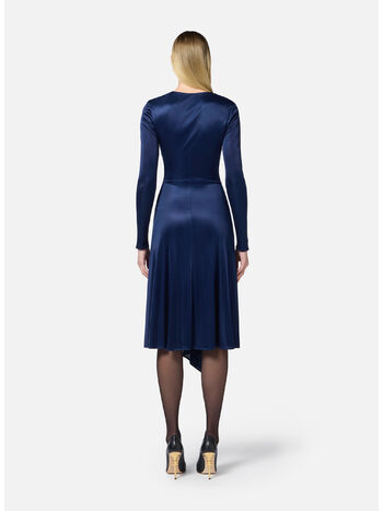 ABITO ASIMMETRICO IN JERSEY LUCIDO, DC8 OLTREMARE, small