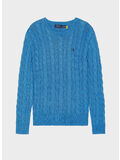 MAGLIONE GIROCOLLO IN MAGLIA TRECCIATO, BLUE ORBIT, thumb