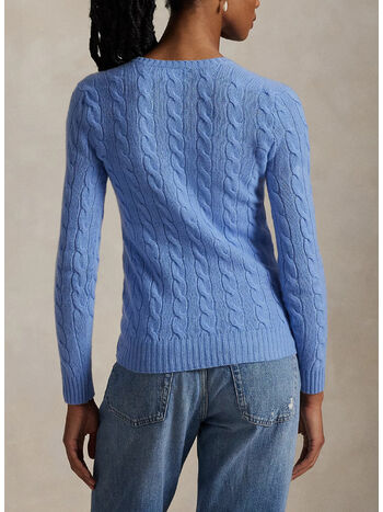 MAGLIONE CON SCOLLO A V IN MAGLIA TRECCIATO, NEW LITCHFIELD BLUE, small