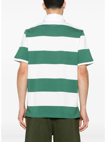 POLO A RIGHE CON PATCH LOGO, ANTIQUE GREEN/OXFORD WHITE, small