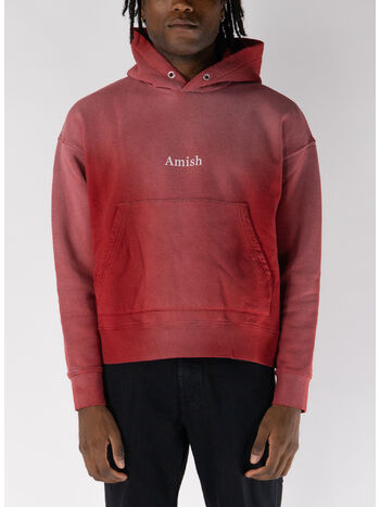 FELPA HOODIE CON LOGO STAMPATO, C0511 USED EARTH RED, small