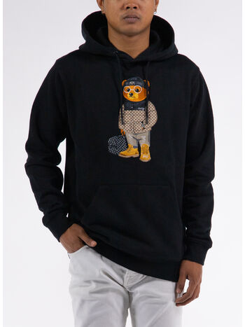 FELPA HOODIE FILOU EMBROIDERED, 01 BLACK, small