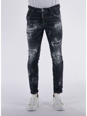JEANS SUPER SLIM PATCH BLACK DENIM, , small