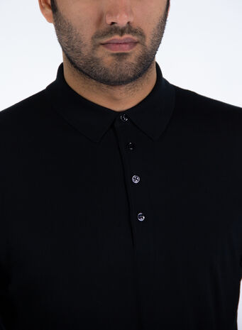 POLO A MANICHE LUNGHE, NERO, small