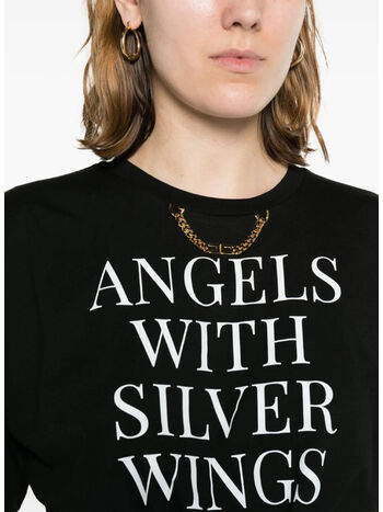 T-SHIRT CROPPED CON NODO E STAMPA, 110, small