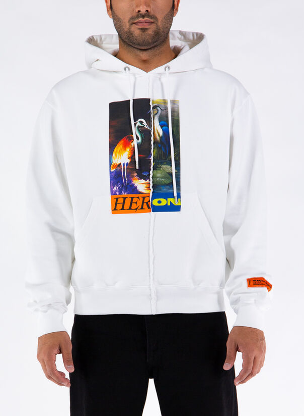 HERON PRESTON FELPA HOODIE SPLIT HERONS Bianco, Multicolor Uomo | Selecteur