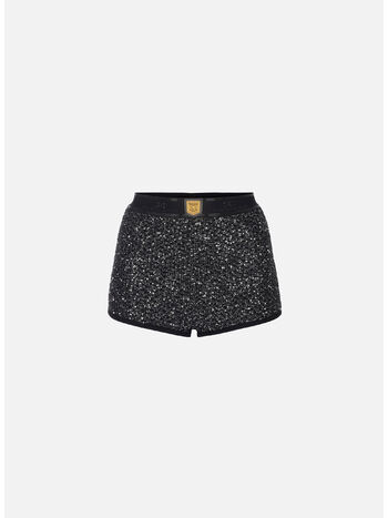 SHORTS CON FILO PAILLETTES, X16 NERO/SILVER, small