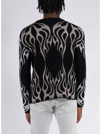 PULLOVER WITH TRIBAL FLAMES, BLACK, small