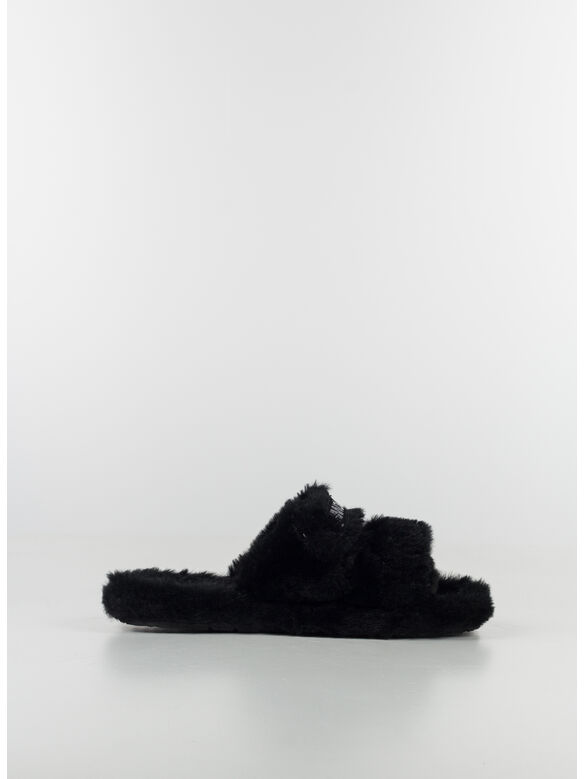 SCARPA SLIPPER IN PELLICCIA ECO, V5 NERO, medium