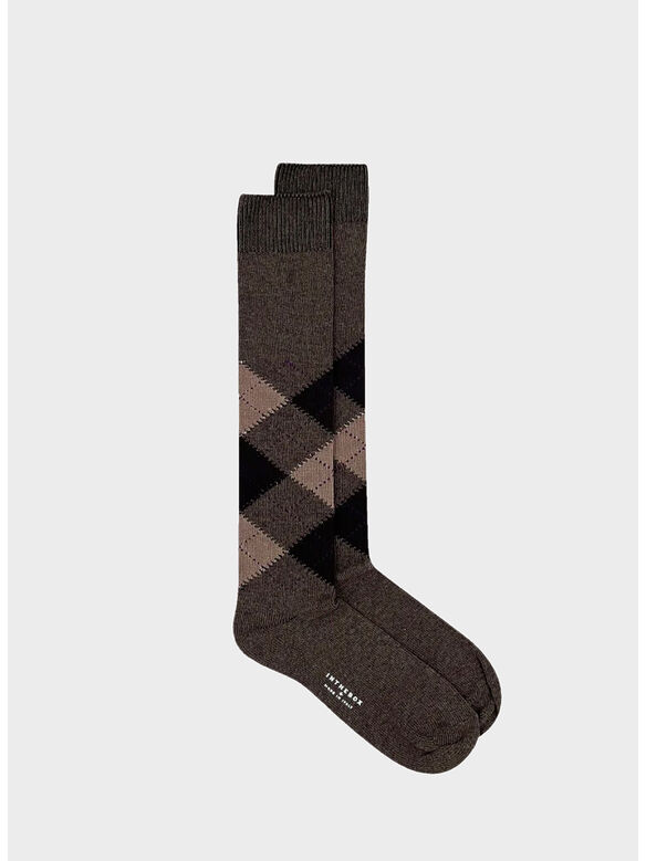 CALZA ARGYLE UNISEX, 0131 MARRONE / BEIGE, medium